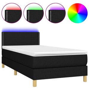 vidaXL Posteľ boxsping s matracom a LED čierna 90x190 cm l&aacute;tka