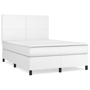 vidaXL Boxspring posteľ s matracom biely 140x190 cm umel&aacute; koža