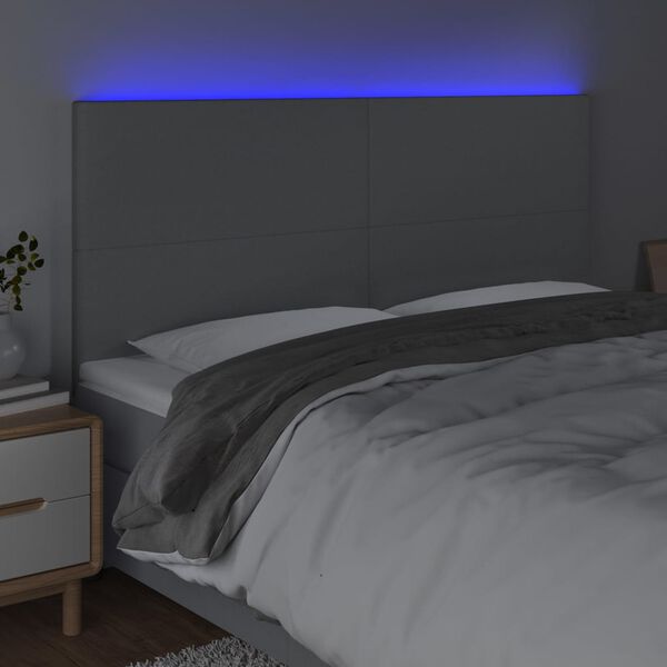 vidaXL Čelo postele s LED bledosivé 180x5x118/128 cm látka
