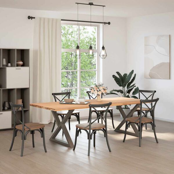 vidaXL Nohy k jed&aacute;lensk&eacute;mu stolu 2 ks, pr&iacute;rodn&aacute; oceľ, 90 x (72-73,3) cm, oceľ