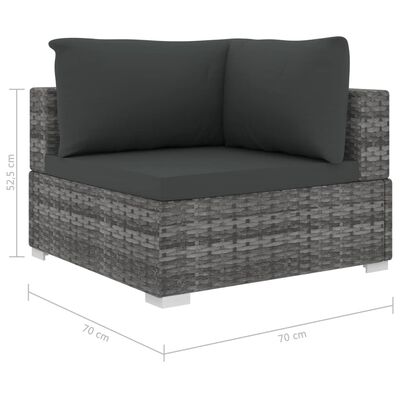 vidaXL 11-dielna záhradná sedacia súprava+podložky, polyratan, sivá