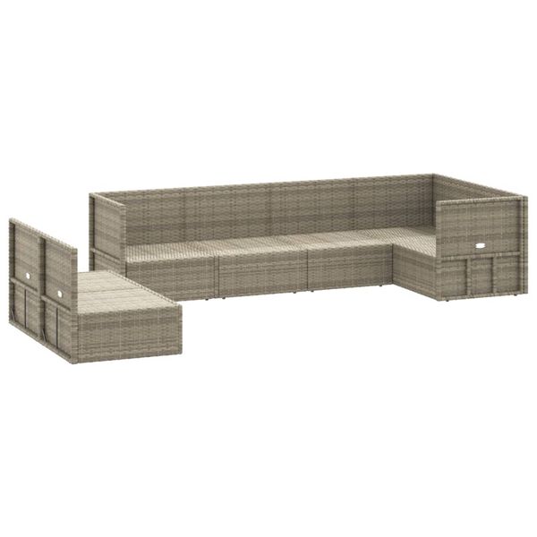 vidaXL 7-dielna z&aacute;hradn&aacute; sedacia s&uacute;prava s vank&uacute;&scaron;mi siv&aacute; polyratanov&aacute;