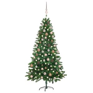 vidaXL Osvetlen&yacute; umel&yacute; vianočn&yacute; stromček s guľami 150 cm, zelen&yacute;