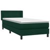 vidaXL Posteľn&yacute; r&aacute;m boxsping s matracom tmavozelen&yacute; 90x220 cm zamat
