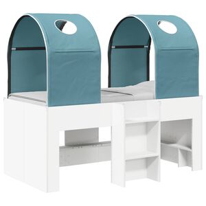 vidaXL Posteľ s T&uacute;nelom 4 pcs Biela a svetlomodr&aacute; Kompozitn&eacute; drevo