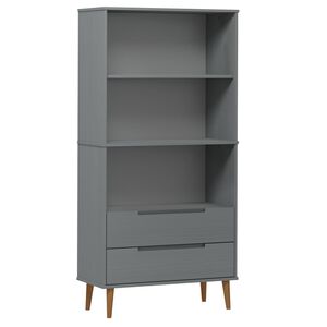 vidaXL Knižnica MOLDE, siv&aacute; 85x35x170,5 cm, borovicov&yacute; mas&iacute;v