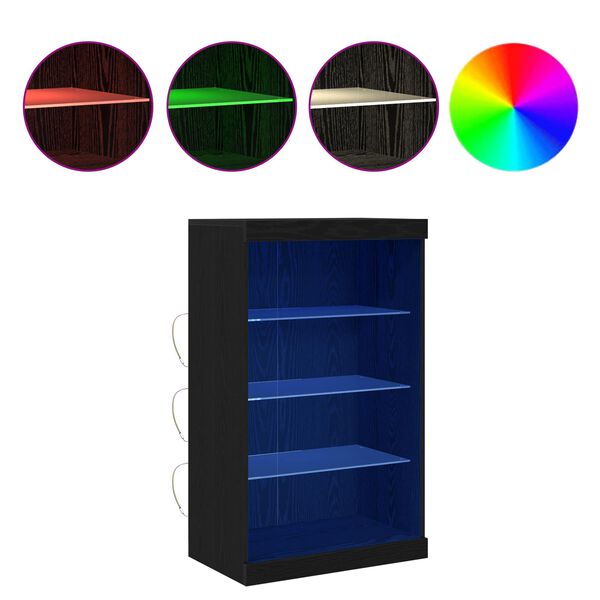 vidaXL LED komoda Čierny dub 60,5 x 37 x 100 cm Kompozitn&eacute; drevo