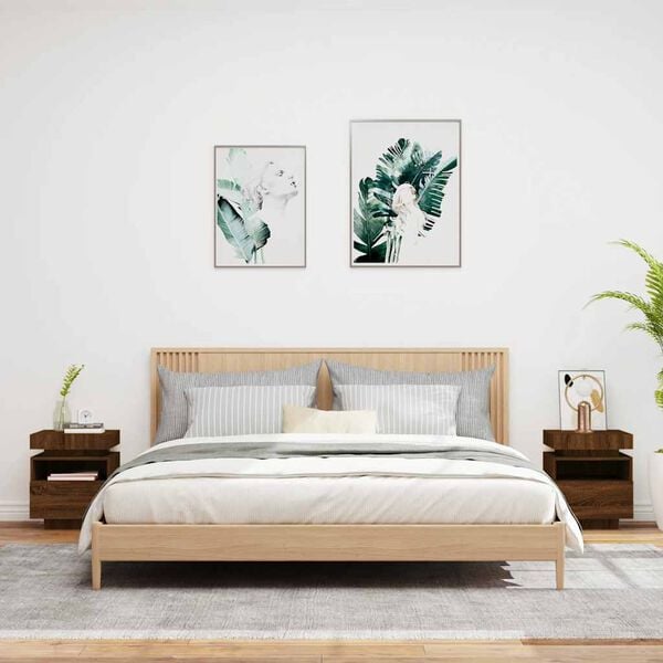 vidaXL Nočn&eacute; stol&iacute;ky s LED svetlami 2 ks hned&yacute; dub 40x39x48,5 cm