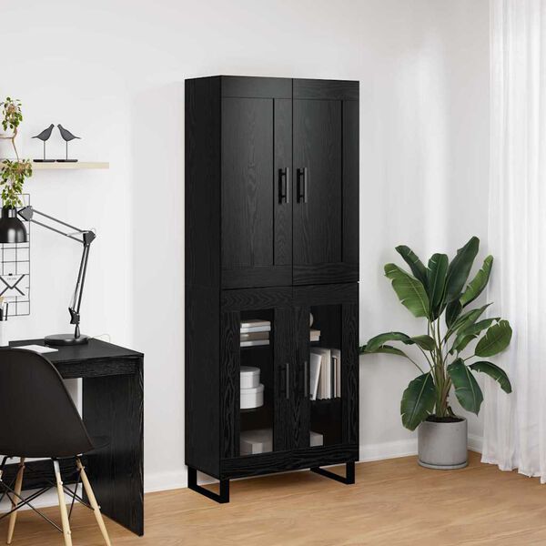 vidaXL Highboard Čierny dub 69,5 x 34 x 180 cm Kompozitn&eacute; drevo