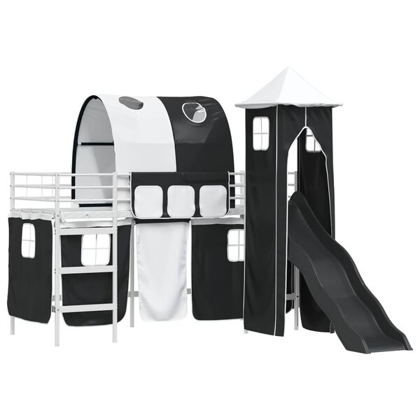 vidaXL R&aacute;m poschodovej postele pre deti Biela a čierna 74,5 x 190 cm