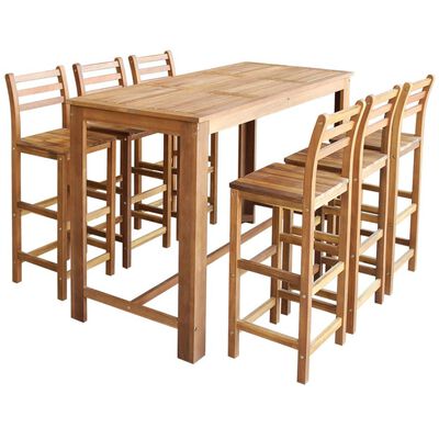 vidaXL Súprava barového stola a stoličiek 7 ks, masívne akáciové drevo