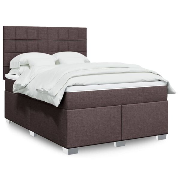 vidaXL Boxspring posteľ s matracom tmavohned&aacute; 140x200 cm l&aacute;tka