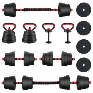 vidaXL 4-v-1 činkov&yacute; set 40 kg Čierna a červen&aacute;