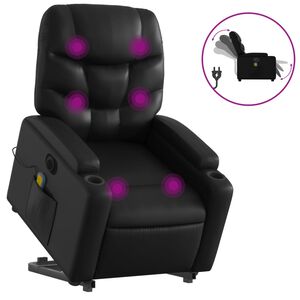 vidaXL Elektrick&eacute; zdv&iacute;hacie mas&aacute;žne skl&aacute;pacie kreslo čierne umel&aacute; koža