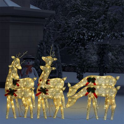 vidaXL Vianočné soby 6 ks zlaté teplé biele sieťovina