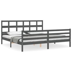 vidaXL Posteľn&yacute; r&aacute;m s čelom siv&yacute; 200x200 cm mas&iacute;vne drevo