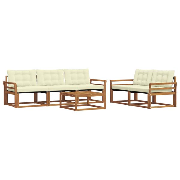 vidaXL Z&aacute;hradn&aacute; s&uacute;prava gaučov s vank&uacute;&scaron;om 6 pcs Pr&iacute;rodn&aacute; a kr&eacute;mov&aacute;