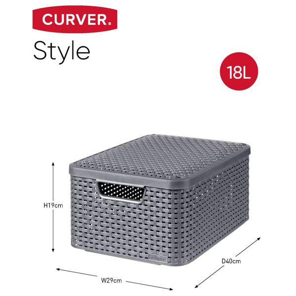 Curver Úložné boxy s poklopmi 3 ks veľkosť M antracitové Style