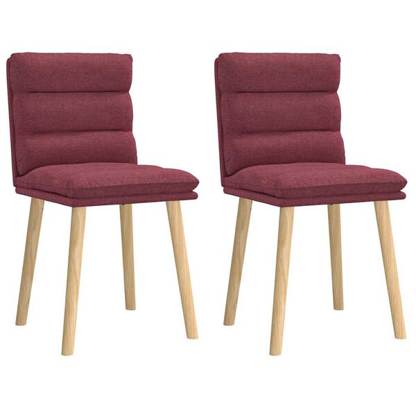 vidaXL Jedálenské stoličky 2 ks, vínovo červené, látka