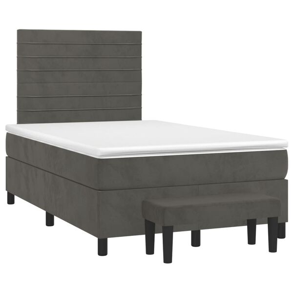 vidaXL Posteľn&yacute; r&aacute;m boxspring s matracom tmavosiv&yacute; 90x190 cm zamat