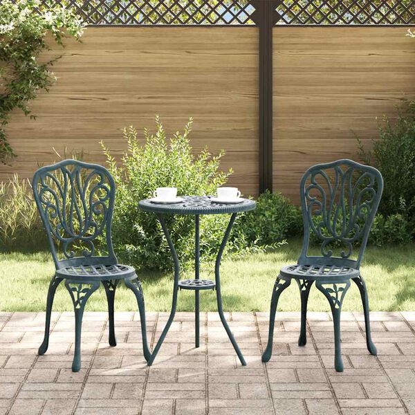 vidaXL Záhradný bistro set 3 pcs Zelená Hliník