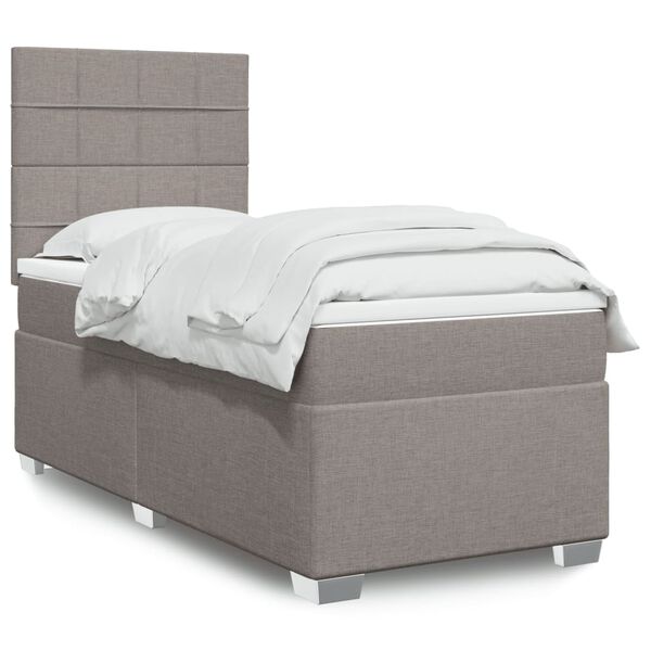vidaXL Posteľn&yacute; r&aacute;m boxspring s matracom sivohned&yacute; 90x190 cm l&aacute;tka