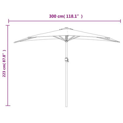 vidaXL Balkónový slnečník,hliníková tyč,tehlový 300x155x223cm, polkruh