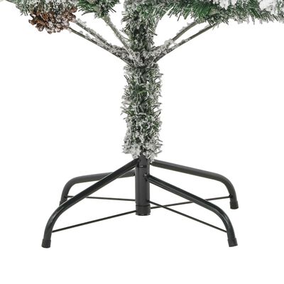vidaXL Osvetlený vianočný stromček, zasnežený, šišky 225 cm, PVC a PE