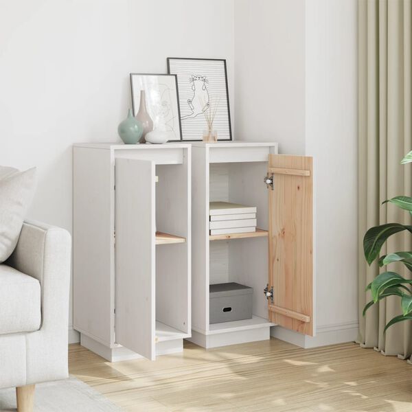 vidaXL Komody 2 ks biele 31,5x34x75 cm borovicový masív