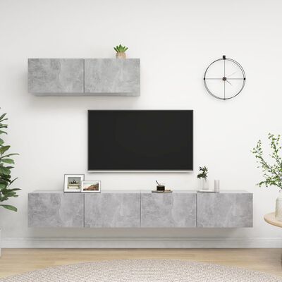 vidaXL 3-dielna súprava TV skriniek betónovo-sivá drevotrieska
