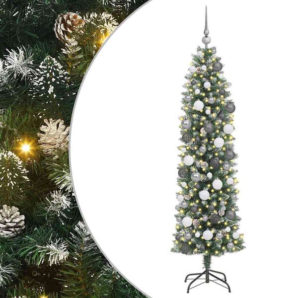 vidaXL Umel&yacute; chud&yacute; vianočn&yacute; strom s 300 LED-i Zelen&aacute; a biela 180 cm