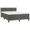 vidaXL Posteľn&yacute; r&aacute;m boxspring s matracom tmavosiv&yacute; 140x190 cm zamat