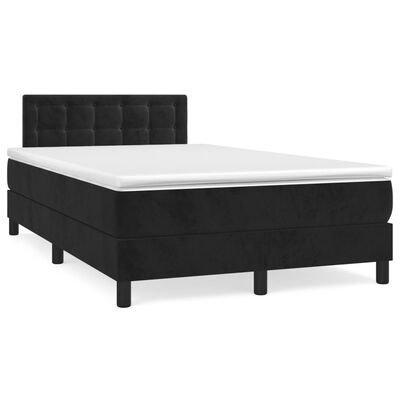 vidaXL Boxspring posteľ s matracom a LED, čierna 120x190 cm, zamat