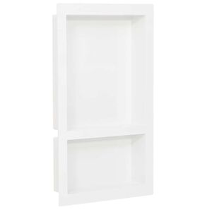 vidaXL Sprchov&yacute; v&yacute;klenok s 2 priehradkami leskl&yacute; biely 41x69x9 cm
