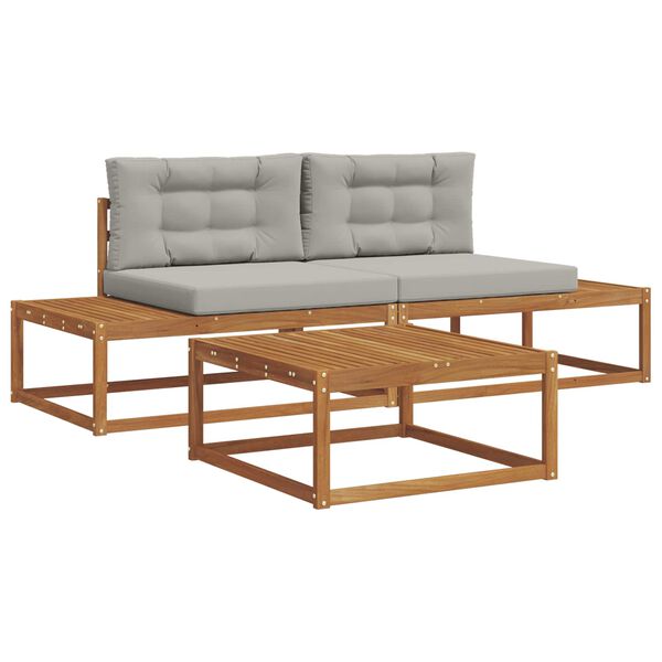 vidaXL Z&aacute;hradn&aacute; s&uacute;prava gaučov s vank&uacute;&scaron;om 3 Kus Pr&iacute;rodn&aacute; a svetlosiv&aacute;