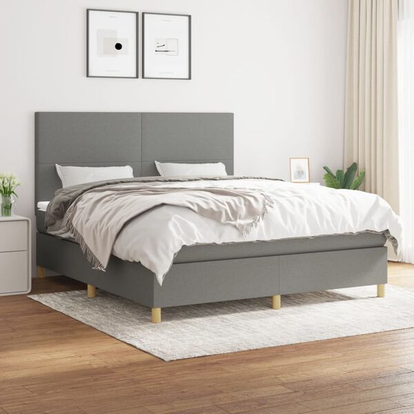 vidaXL Boxspring posteľ s matracom tmavosiv&aacute; 160x200 cm l&aacute;tka