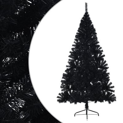 vidaXL Umelý vianočný polovičný stromček s podstavcom čierny 240cm PVC