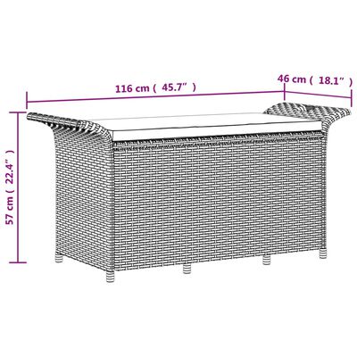 vidaXL Záhradná lavička s vankúšmi sivá 116x46x57 cm polyratan