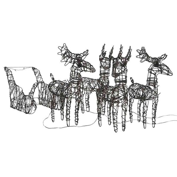 vidaXL Vianočn&aacute; dekor&aacute;cia soby a sane 240 LED tepl&aacute; biela ratanov&aacute;