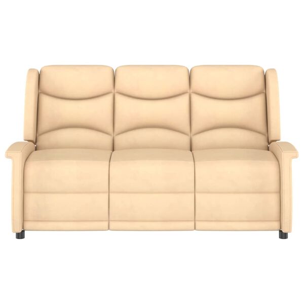 vidaXL 3-miestne sklápacie masážne kreslo, krémové, mikrovlákno