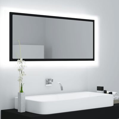 vidaXL LED kúpeľňové zrkadlo čierne 100x8,5x37 cm drevotrieska
