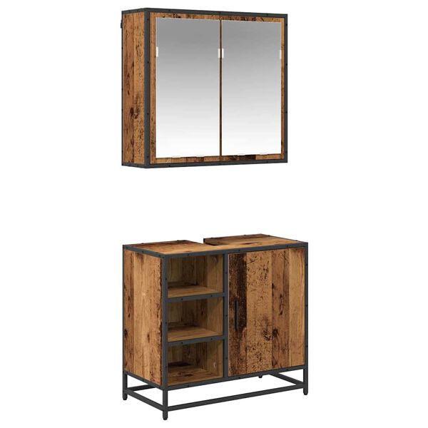 vidaXL Sada k&uacute;peľňov&eacute;ho n&aacute;bytku 2 pcs Star&eacute; drevo Kompozitn&eacute; drevo