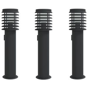 vidaXL Vonkaj&scaron;ie stojace lampy z&aacute;suvka 3 ks čierne 60 cm nehrdz. oceľ