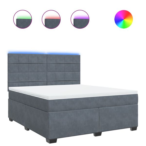 vidaXL Posteľný rám boxspring s matracom tmavosivý 180x200 cm zamat