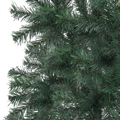 vidaXL Rohový umelý vianočný stromček s LED a guľami zelený 210 cm PVC