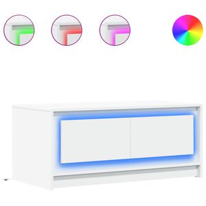 vidaXL Konferenčn&yacute; stol&iacute;k s LED, biely, kompozitn&eacute; drevo