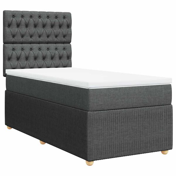 vidaXL Boxspring posteľ s matracom tmavosiv&aacute; 100x200 cm l&aacute;tka