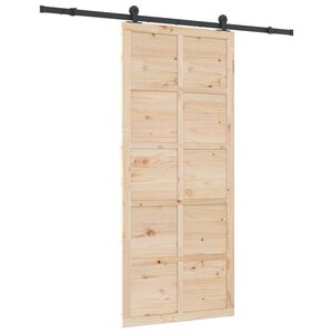 vidaXL Posuvn&eacute; dvere 100 x 208 cm Borovicov&yacute; mas&iacute;v Pr&iacute;rodn&aacute;