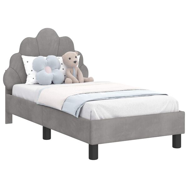 vidaXL Rám detskej postele s čelom Svetlosivá 70 x 140 cm Zamat