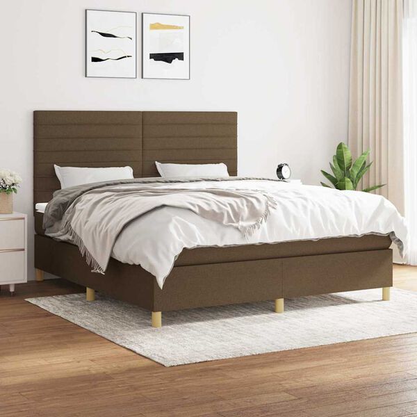 vidaXL Boxspring posteľ s matracom tmavohned&aacute; 180x200 cm l&aacute;tka